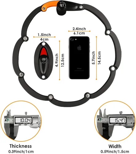 Vista 3 de WOTOW Candado plegable para bicicleta, de acero resistente, con soporte de montaje, cerradura de bicicleta antirrobo de 35 pulgadas con 3 llaves