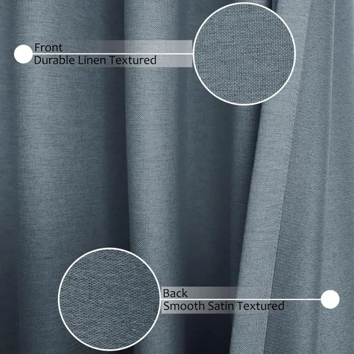 Vista 59 de Frelement Cortinas opacas de lino natural, paneles de cortinas con bolsillo para barra y pestaña trasera, para sala de estar, cortinas