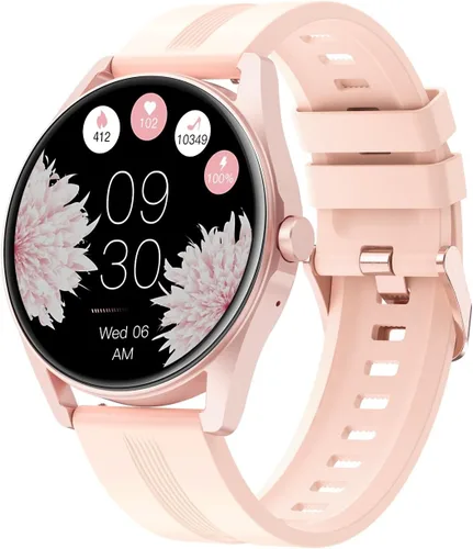 Vista 9 de HUAKUA Relojes inteligentes para mujeres y hombres (Responder/Realizar llamadas) Compatibles con teléfonos iPhone/Android, reloj inteligente redondo