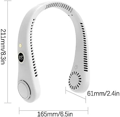 Vista 4 de Neclband - Ventilador portátil de aire acondicionado para el cuello, ventilador de verano, recargable, USB, sin aspas, con luz LED incorporada