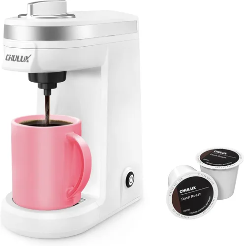 Vista 13 de CHULUX Cafetera de una sola porción para cápsulas K, mini cafetera individual de una taza, perfecta para espacios pequeños, color negro