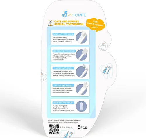 Vista 7 de Kit de cepillo de dientes para perros pequeños, kit de cepillado de dientes de cachorro, adecuado para todos los cachorros y perros pequeños. Cerdas