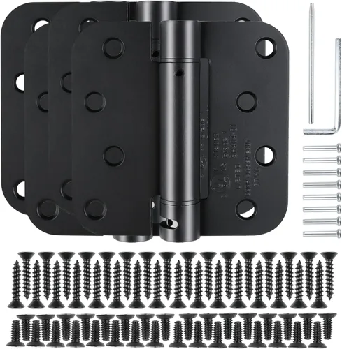 Vista 10 de 1 paquete de bisagras de puerta de cierre automático satinado/níquel cepillado de 4 x 4 pulgadas, bisagras de resorte redondeadas resistentes