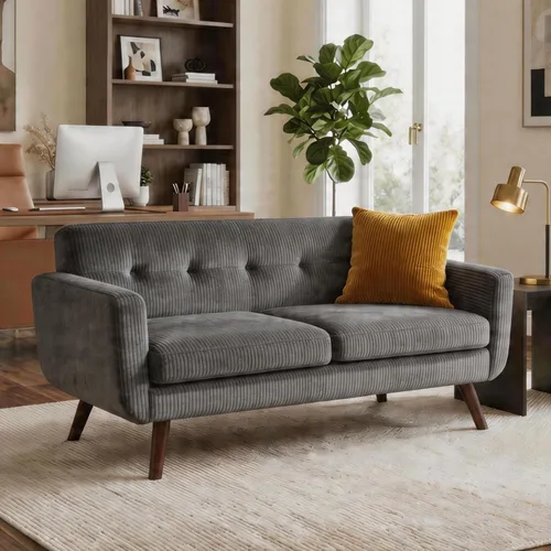 Vista 18 de Tbfit Silla decorativa, silla de lectura para sala de estar y dormitorio, sillón moderno de mediados de siglo, sillas de acento tapizadas con Gris