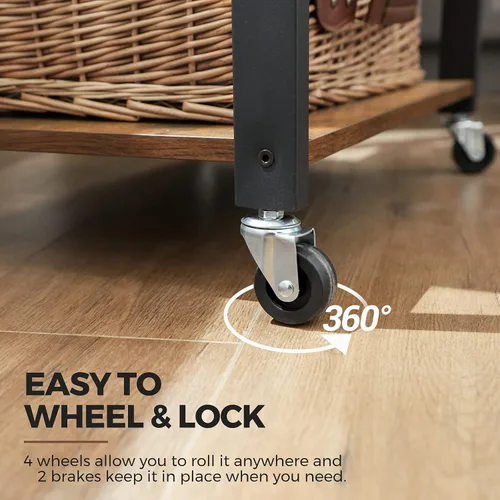 Vista 5 de VASAGLE Estante de cocina con ruedas, carrito de servicio de 23.6 pulgadas con 3 estantes, carrito de cocina, estante de microondas, para mini