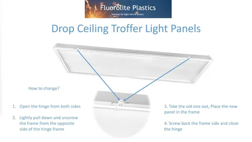 Vista 3 de F12-100/2246-Paquete de 4 cubiertas de luz fluorescente de repuesto Hoja plana de acrílico prismático transparente Cubiertas para lámparas