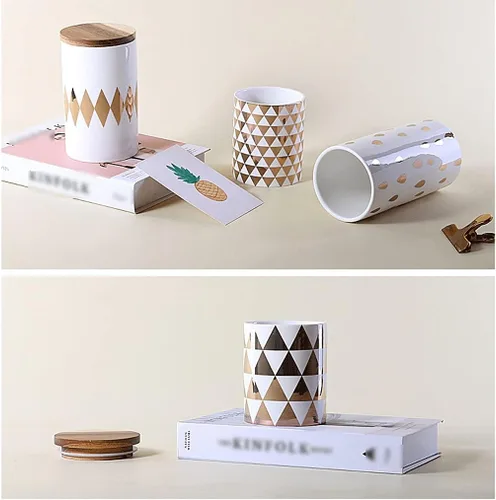 Vista 4 de Tarro de almacenamiento de cerámica, tarro hermético de cerámica, tarro de almacenamiento de alimentos, tarros redondos de galletas con tapa