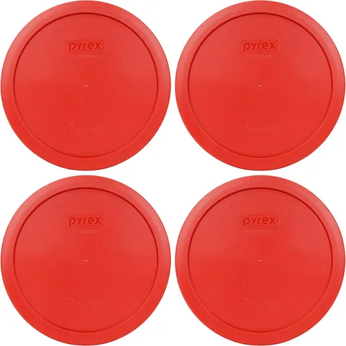 Vista 3 de Pyrex 7402-PC 6/7 Cup Poppy Red Tapa de repuesto para almacenamiento de alimentos, fabricada en Estados Unidos