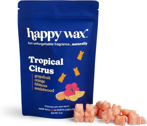 Vista 4 de Happy Wax Cera perfumada de piña y mango, cera de soja natural, de larga duración, no tóxica, 4 onzas