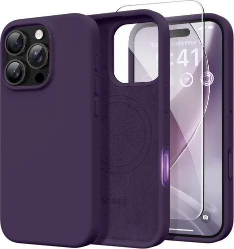 Vista 157 de GONEZ Funda magnética para iPhone 14, compatible con Magsafe, con protector de pantalla + protector de cámara, forro de microfibra antiarañazos