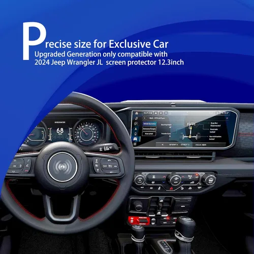 Vista 2 de Protector de pantalla para Jeep Wrangler Gladiator 2025 2026 para Jeep Wrangler JL Gladiator 4xe Sport Rubicon Sahara Willys Sport S de 12.3