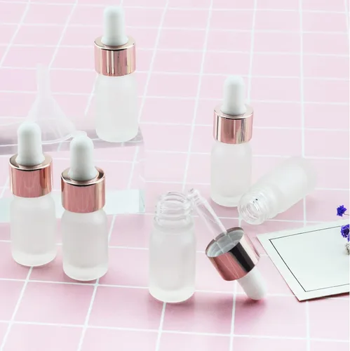 Vista 6 de 10 botellas cuentagotas de vidrio esmerilado blanco de 1/6 oz (0.2 fl oz), perfume, aromaterapia, cosméticos, aceites esenciales, muestra de mini