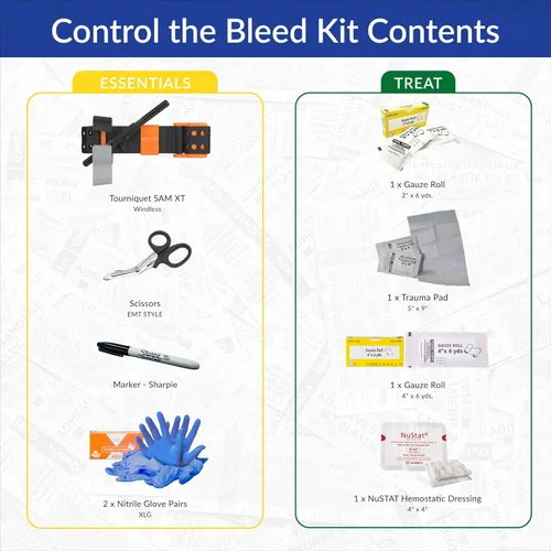 Vista 5 de Certified Safety Mfg - Kit de control de sangrado – 10 piezas fabricado en Estados Unidos para controlar el sangrado con torniquete, gasa, vendaje