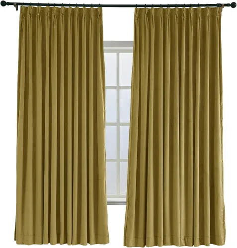Vista 17 de ChadMade Pinch - Cortina plisada de terciopelo con aislamiento térmico y forro para oscurecer la habitación, con forro, cortina plisada de 27