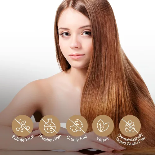Vista 6 de Juego de champú y acondicionador de aceite de argán de queratina de volumen extra sin sulfato, kits de champú refrescante orgánico para cabello