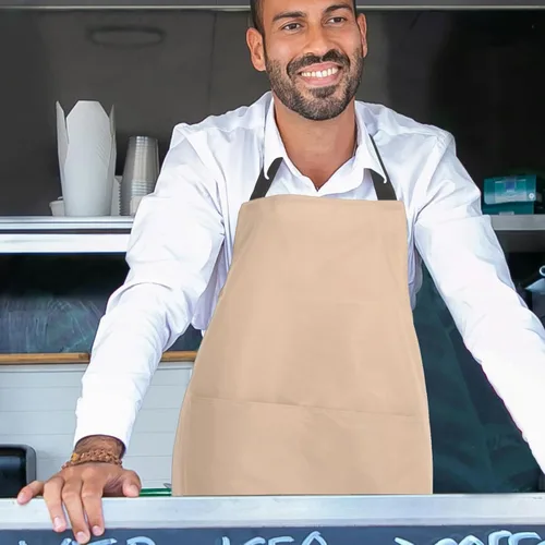 Vista 5 de PRETYZOOM Waterproof Kitchen Apron Pvc Laundry Bib Apron with Pockets Rose Oil-resistant for Men and Women Cooking Baking Restaurant Use