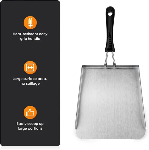 Vista 4 de Stanbroil Espátula de parrilla de acero inoxidable para asar hamburguesas, ideal para freír y mover alimentos, 13 pulgadas