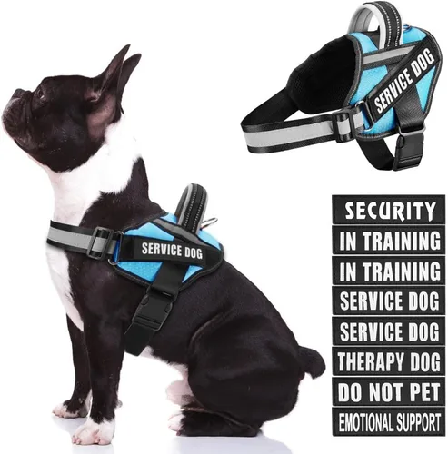 Vista 44 de Juego de arnés y parches para chaleco de perro, arnés de perro de servicio en entrenamiento Animire con 10 parches para perros, chaleco reflectante