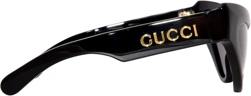 Vista 3 de Gucci GG1294S NegroGris 5714130 Mujer Gafas de Sol, Logotipo negro y dorado