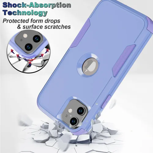 Vista 3 de Funda para iPhone 12, 2 protectores de pantalla de vidrio templado, 10 pies a prueba de caídas, antideslizante, a prueba de golpes, para iPhone 12