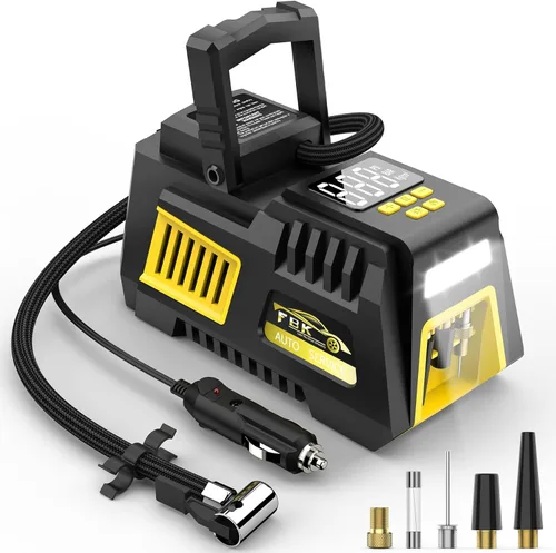 Vista 7 de Inflador de neumáticos portátil, compresor de aire digital, bomba de aire de neumáticos de 12 V CC, accesorios para automóvil con función de apagado