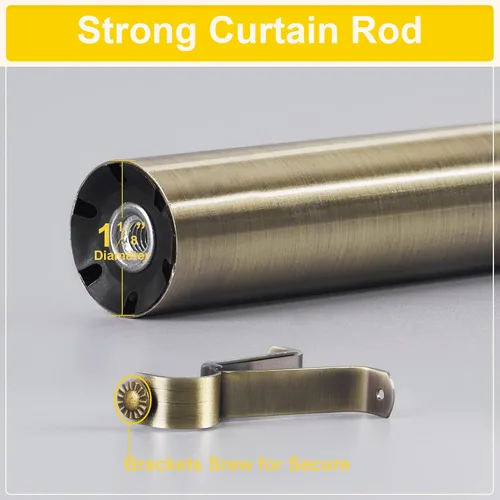Vista 3 de NICETOWN - Varilla para cortinas de ventana de 1 1/8 de diámetro para ventanas de 48 a 86 pulgadas, juego de varillas ajustables para cortinas