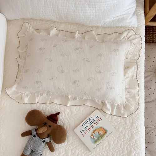Vista 36 de BuLuTu Funda de almohada de muselina de algodón para niños pequeños con bonito patrón de flores de azalea, súper suave, funda de almohada para cuna