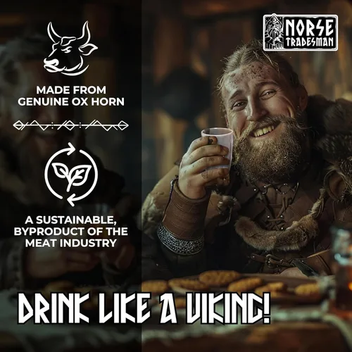 Vista 4 de Norse Tradesman Juego de vasos de chupito de cuerno de buey (5) – Cuernos pequeños para beber de 2 oz para brindar con licores