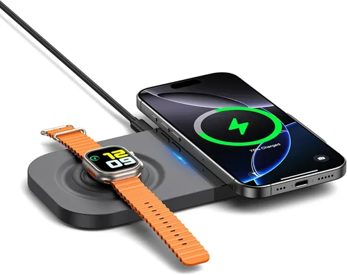 Vista 8 de Estación de carga inalámbrica 3 en 1, soporte de carga Magsafe plegable magnético rápido estándar de 20 W para iPhone 17, 16, 15, 14, 13, cargador