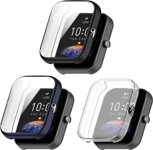 Vista 8 de Funda protectora de pantalla compatible con Amazfit Bip 3 Pro/Bip 3 Smart Watch Funda de TPU suave ultradelgado protector de pantalla para Amazfit