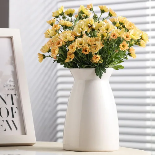Vista 9 de hjn Florero de Flores Blanco - Florero de cerámica para decoración, jarrón blanco para flores, jarrones modernos para sala de estar/acentos