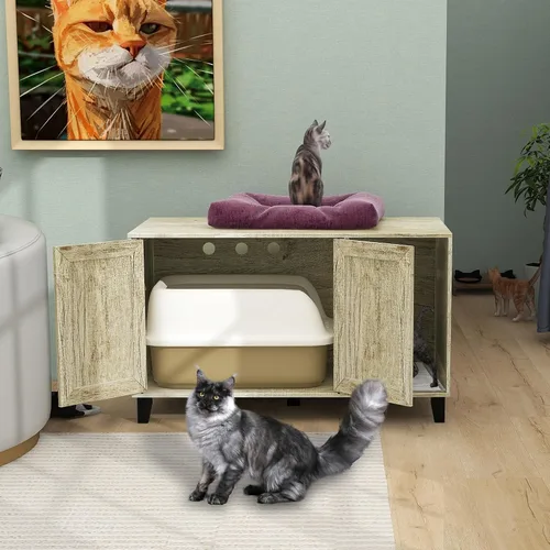 TaoHFE - Caja de arena oculta para gatos con almohadilla para arañazos
