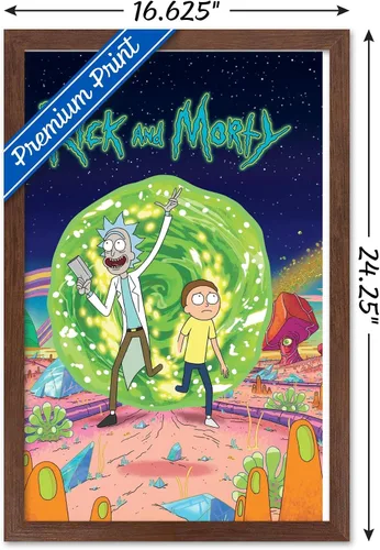 Vista 42 de Trends International Rick And Morty - Póster de pared de cubierta, 14.725 x 22.375 pulgadas, versión enmarcada de madera de granero