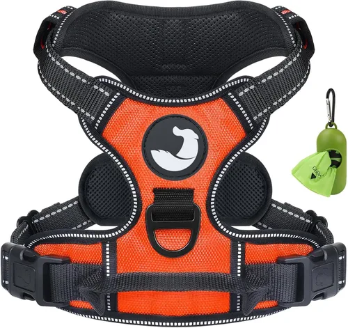 Vista 10 de Joytale Arnés sin tirones para perros pequeños, chaleco reflectante para mascotas con clip frontal, arnés acolchado suave ajustable con asa de fácil