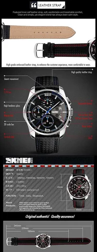 Vista 7 de MASTOP Relojes analógicos de cuarzo para hombre, correa de cuero negro, cronógrafo, impermeable, reloj deportivo amarillo