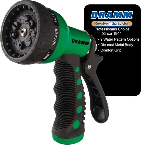 Vista 12 de Dramm® Revolver Boquilla de Manguera de Jardín de Servicio Pesado de 9 Patrones – Pistola Pulverizadora de Metal Ajustable con Control de Flujo