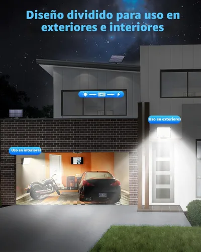 Vista 2 de Gusicil Luces Solares para Exteriores, 172LED 3 Modos Sensor de Movimiento Dividido Luces para Exteriores con Control Remoto, Luces Solares