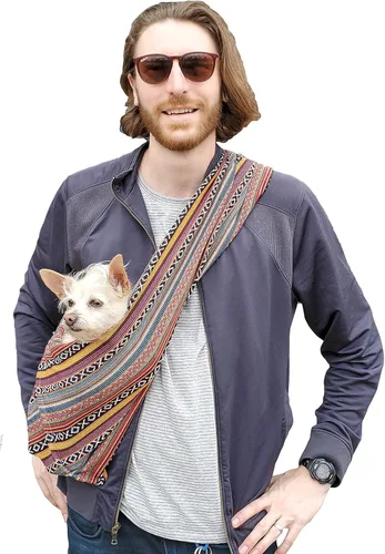 Vista 11 de Transportador para perros 100% algodón orgánico también para gatos (bohemio multicolor)