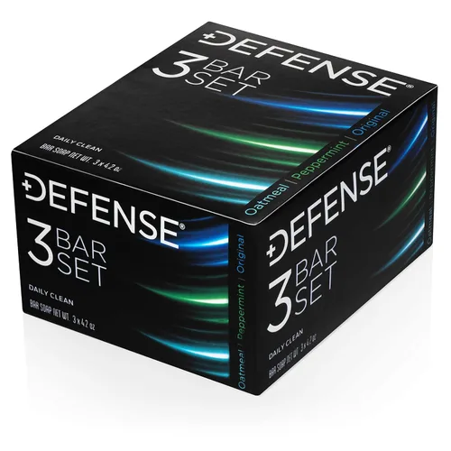 Vista 7 de Defense Soap Jabón de barra de árbol de té natural, paquete variado de 3 barras, original, menta, avena