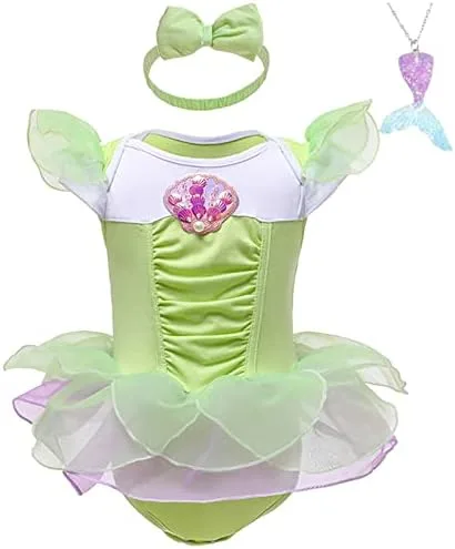 WOPLAY Disfraz de 3 piezas para bebés y niñas pequeñas, mameluco de princesa para Halloween, Navidad, Año Nuevo con collar (E35P-ángel de la flor,
