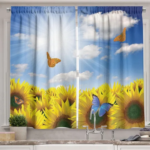 Vista 25 de Ambesonne Cortinas rústicas de cocina, recetas temáticas de verduras para chef, tablones de madera rústica, imagen de arte, cortinas de ventana