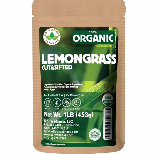 Té de citronela 1 libra (16 onzas) | 100% orgánico certificado por USDA | Corte y tamizado de hojas sueltas Té y condimento | Aroma rico en hierba