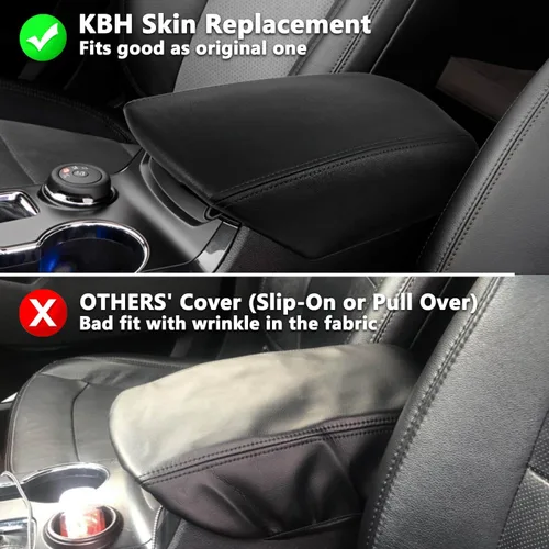 Vista 4 de KBH Funda de Repuesto para Reposabrazos de Consola Central Delantera para Ford Explorer 2011-2019, Tapicería de Piel de Vinilo para Reposabrazos
