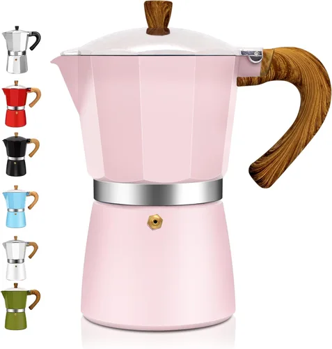 Vista 9 de Cafetera de Espresso de 3 Tazas de Aluminio para Estufa, Olla de Moka, Cafetera Express de Café Percolador, Máquina de Café Italiana Clásica Mocha