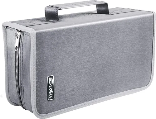 Vista 9 de Siveit Funda para CD y DVD, estuche para CD/DVD, capacidad de 128 unidades, organizador de CD, carpeta de CD, cartera portátil de CD para viajes