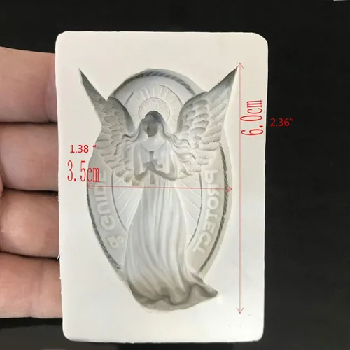 Vista 7 de SOFEA Molde de silicona de resina epoxi de ángel, molde de silicona para decoración de tartas de ángel, molde de ángel