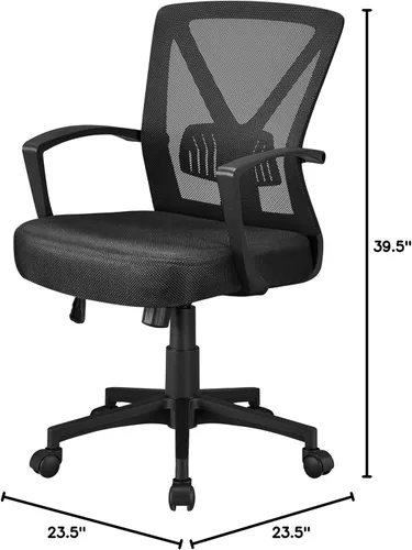 Vista 10 de Topeakmart Silla de escritorio de malla para computadora con ruedas, ergonómica, altura ajustable, brazos abatibles giratorios y soporte lumbar