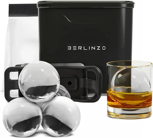 Vista 14 de Berlinzo Molde para hacer bolas de hielo transparentes de alta calidad, grandes bolas de hielo transparentes de 2.4 pulgadas para whisky, cócteles