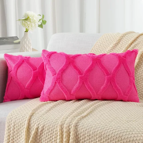 Vista 49 de decorUhome - Juego de 2 fundas de cojín decorativas para primavera de 16 x 16 pulgadas, fundas de almohada afelpadas de lana y piel sintética suave