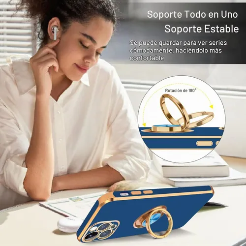 Vista 6 de BENTOBEN Funda para iPhone 13 Pro, iPhone 13 Pro, ajuste delgado, soporte de anillo de 360°, atril, soporte magnético para automóvil, soporte